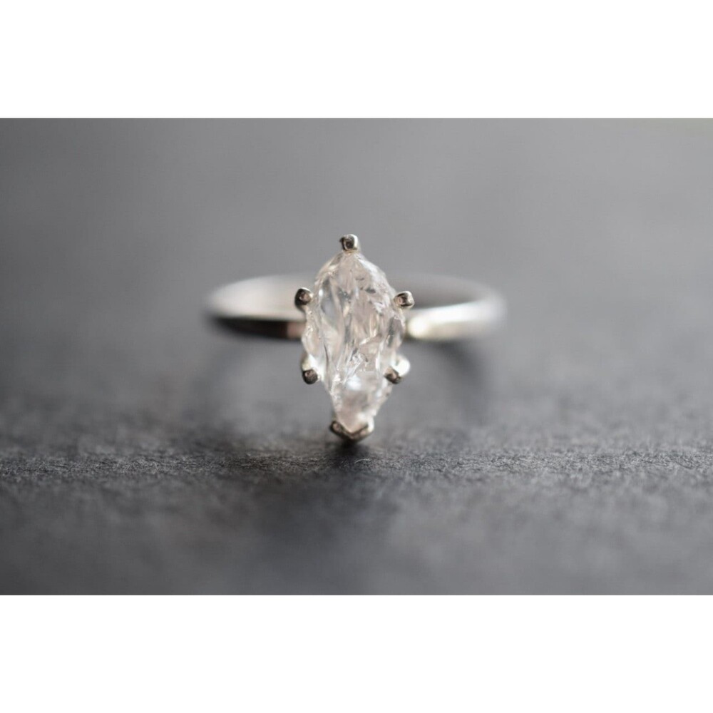 Alternative Engagement Ring Small Diamonds Dainty Organic Boho Ring Modern Engag
